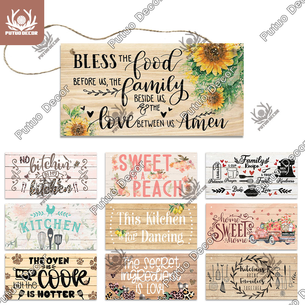 Home Cooking Cafe - Putuo Decor Kitchen Drewniane tabliczki do